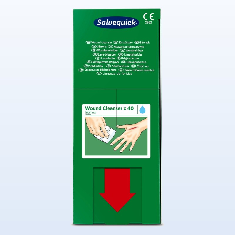 [MP3227] Lingette lave blessures Salvequick (0,9% NaCl, sterile), 40 lingettes