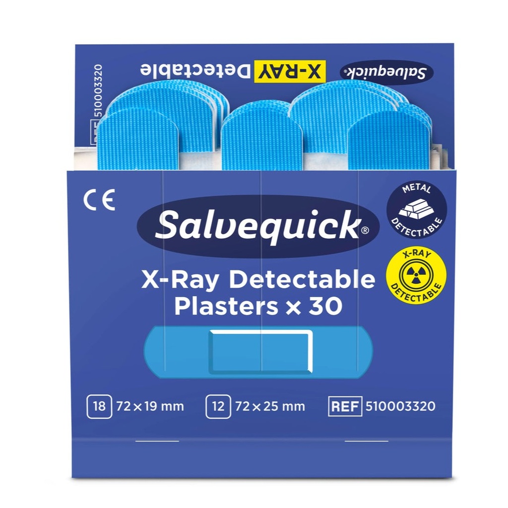Pansements bleus détéctables aux Rayons-X, 30 pcs/recharge