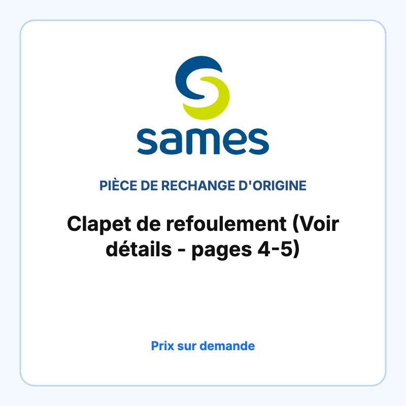 Clapet de refoulement (Voir détails - pages 4-5)