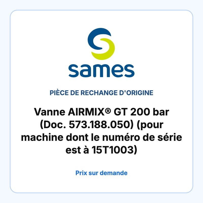 Vanne AIRMIX® GT 200 bar (Doc. 573.188.050) (pour machine dont le numéro de série est à 15T1003)