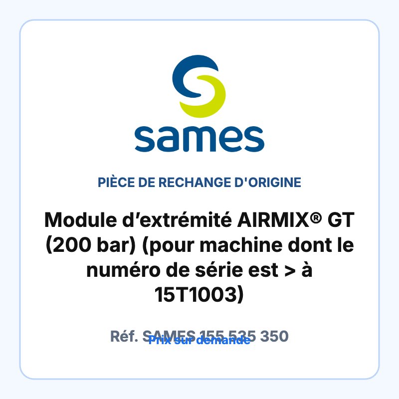 Module d’extrémité AIRMIX® GT (200 bar) (pour machine dont le numéro de série est > à 15T1003)