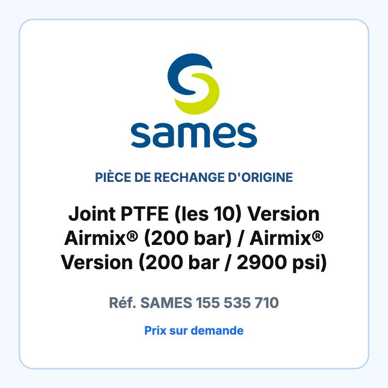 Joint PTFE (les 10) Version Airmix® (200 bar) / Airmix® Version (200 bar / 2900 psi)