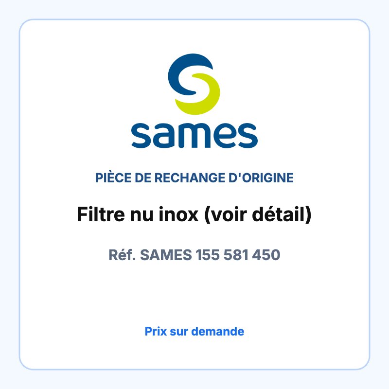 Filtre nu inox (voir détail)